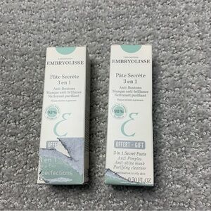 2 NIB Embryolisse 3-in-1 Secret Paste Anti Blemish Mask Cleanser 15 mL 0.5 fl oz